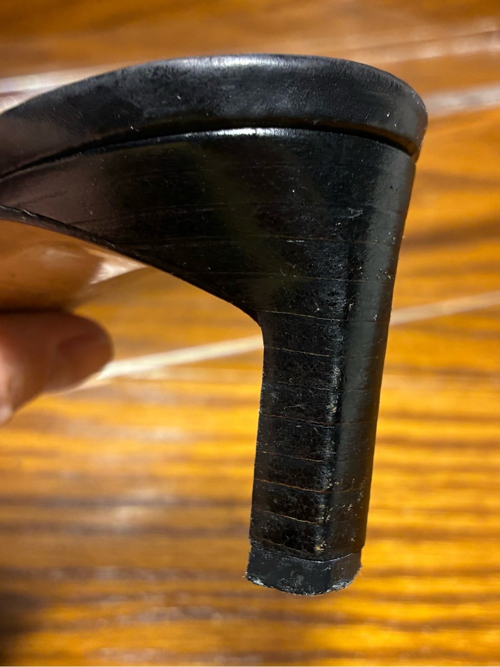 Y2K VTG Ralph Lauren ITALY MADE Perforated Toe Mary Jane Mules Black Leather 6 - Picture 15 of 16